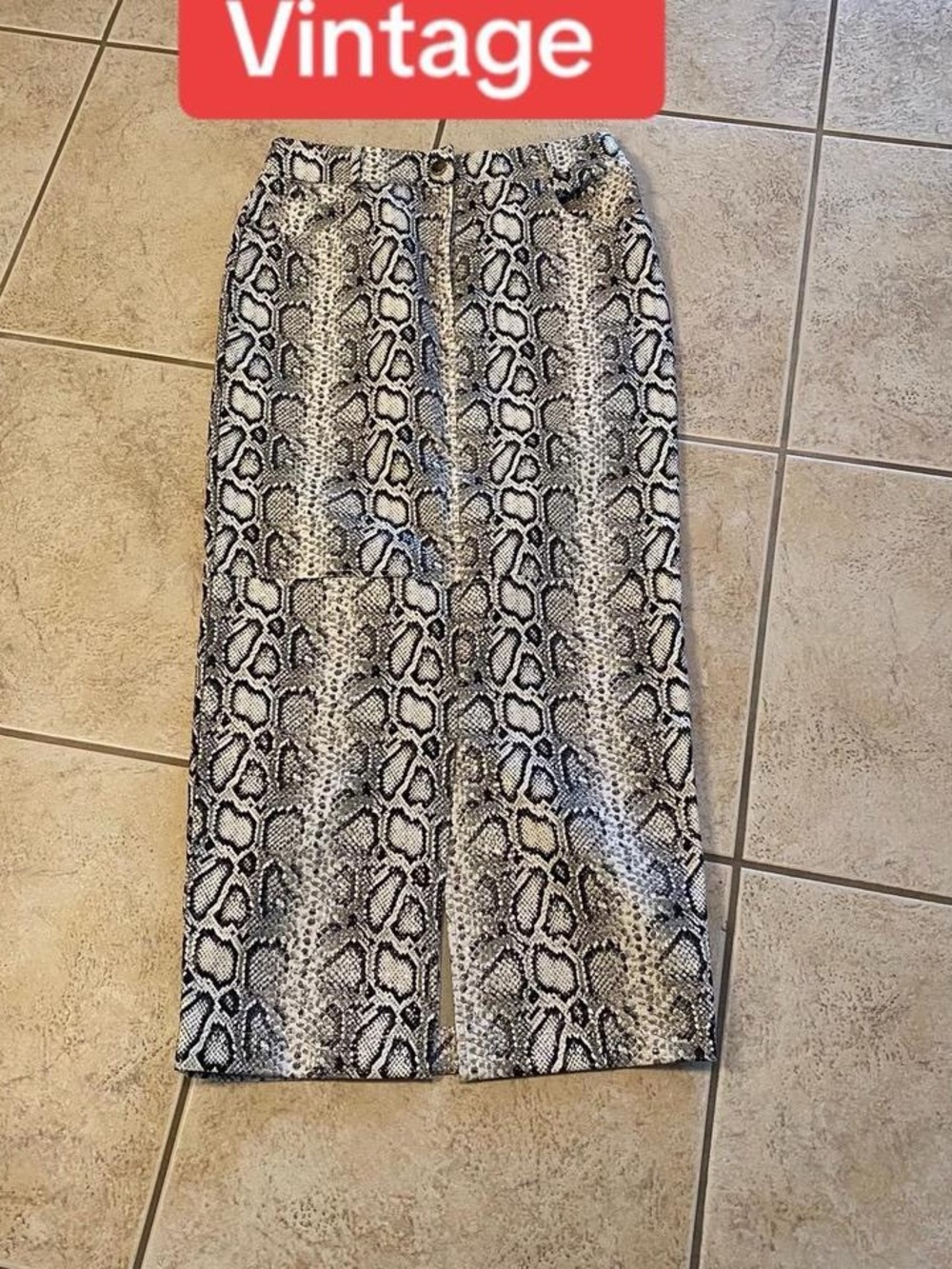 River Island Black & White Snake Print Pencil Skirt